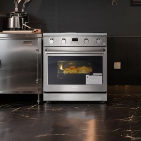 30 In Gas Range Oven 4 Sealed Burners Convection Oven In Stainless Steel (Option: Silver)